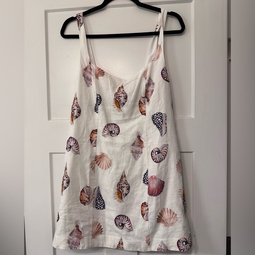 Show Me Your MuMu Linen White Seashell Mini Dress M NEW